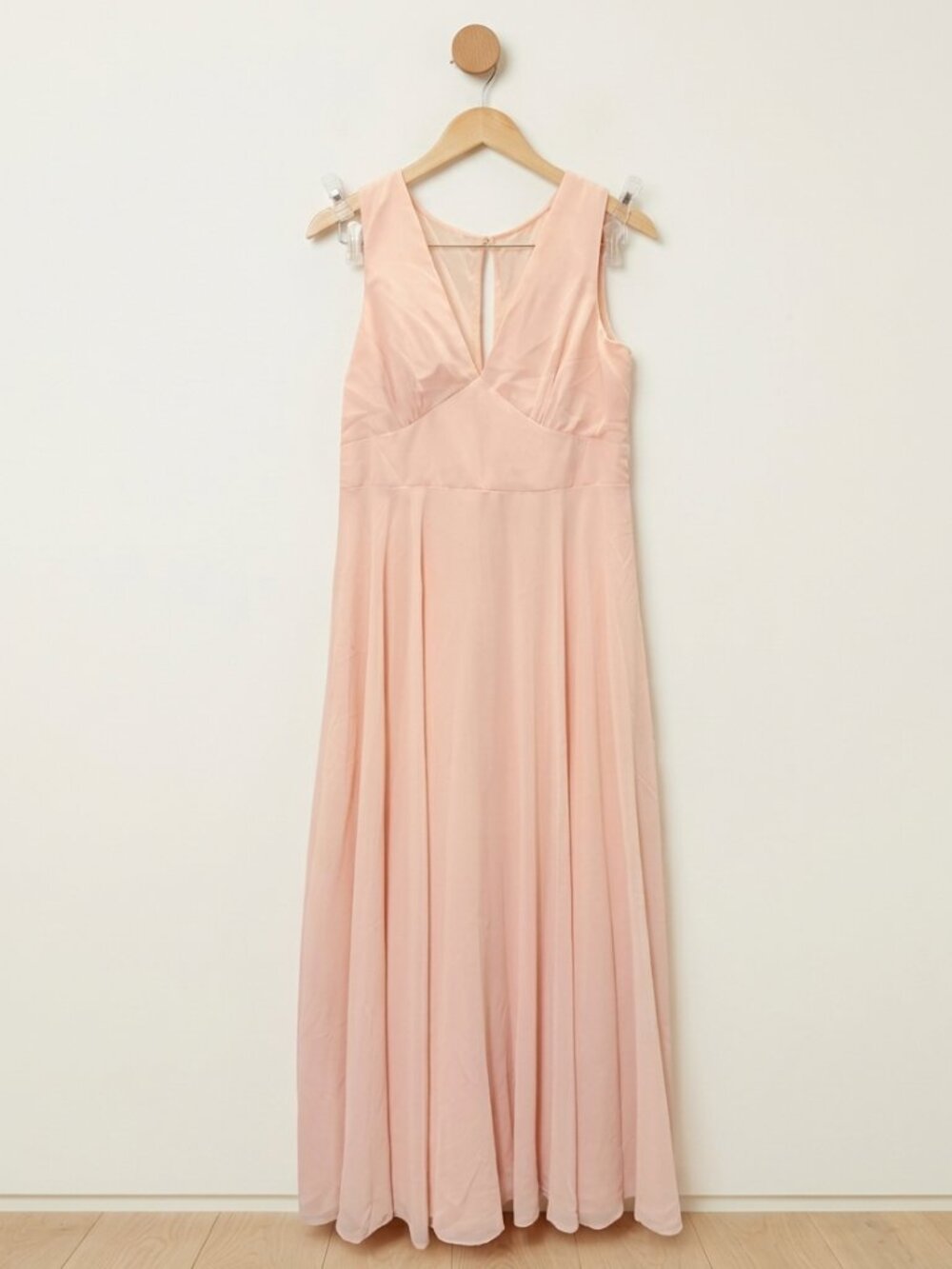 Lulu's Dusty Rose V-Neck Chiffon Maxi Dress